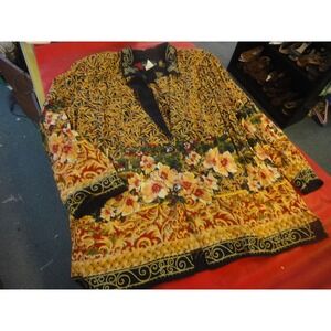 Carol Little womens vintage 2 heart button blazer size 10 multicolor flower gold